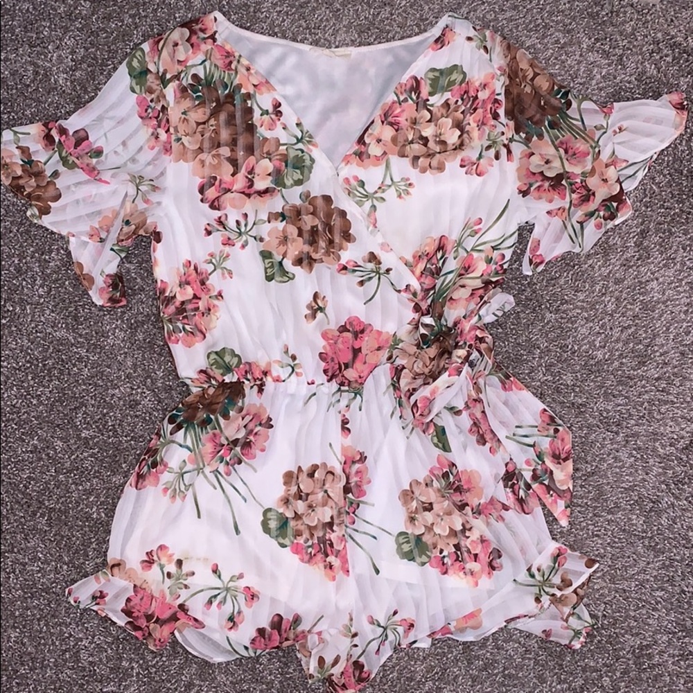 White and pink floral Entro romper